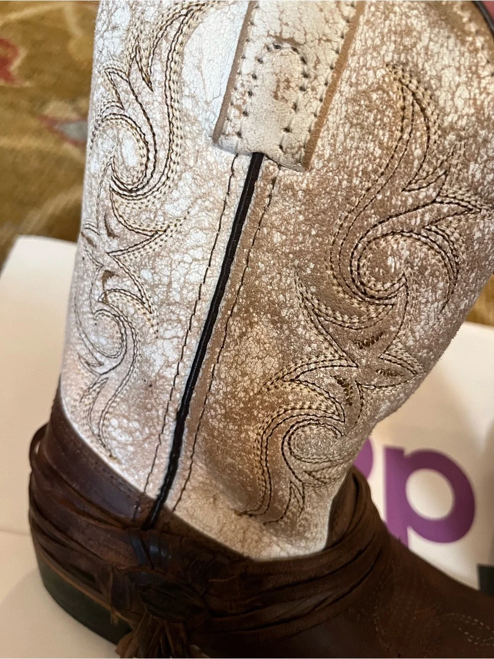 Dan Post Girl's Lil Myra Brown And White Western Boots 1D (youth sizes)